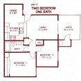 Floor plan for 2 beds, 1 bath, 739 sqft